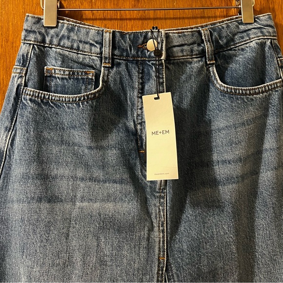 Me+Em Denim Insert Midi Skirt Sz US 4 UK 8 S - Picture 6 of 16